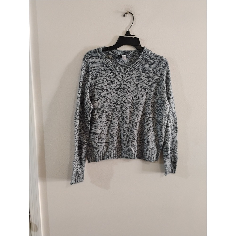 HM Divided Grey Black Marled Knit Crewneck Sweater Mens Medium Pullover